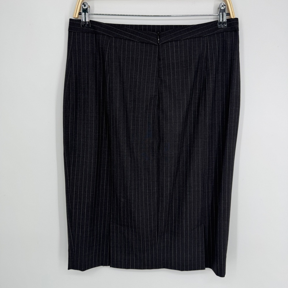 MM.LaFleur Pinstripe Skirt Suit Set 8 Charcoal Grey Wool Career Workwear Office - Picture 11 of 14